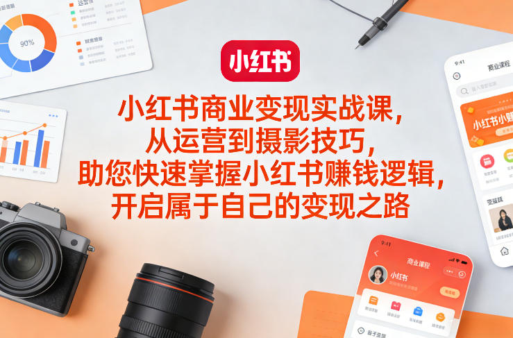 小红书商业变现实战课，从运营到摄影技巧，助您快速掌握小红书賺钱逻辑，开启属于自己的变现之路-轻创联盟