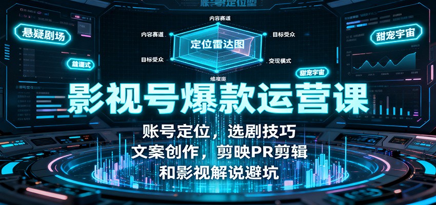 影视号爆款运营课：账号定位，选剧技巧，文案创作，剪映PR剪辑和影视解说避坑-轻创联盟