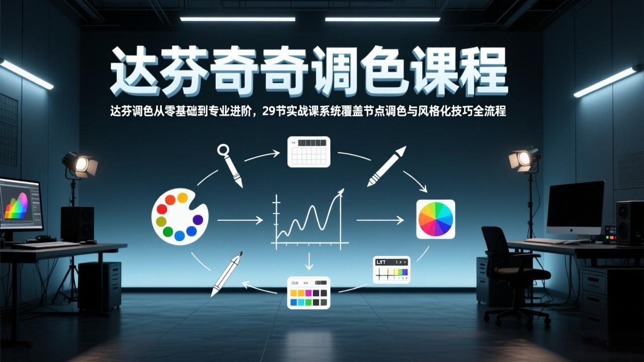 达芬奇调色从零基础到专业进阶，29节实战课系统覆盖节点调色与风格化技巧全流程-轻创联盟