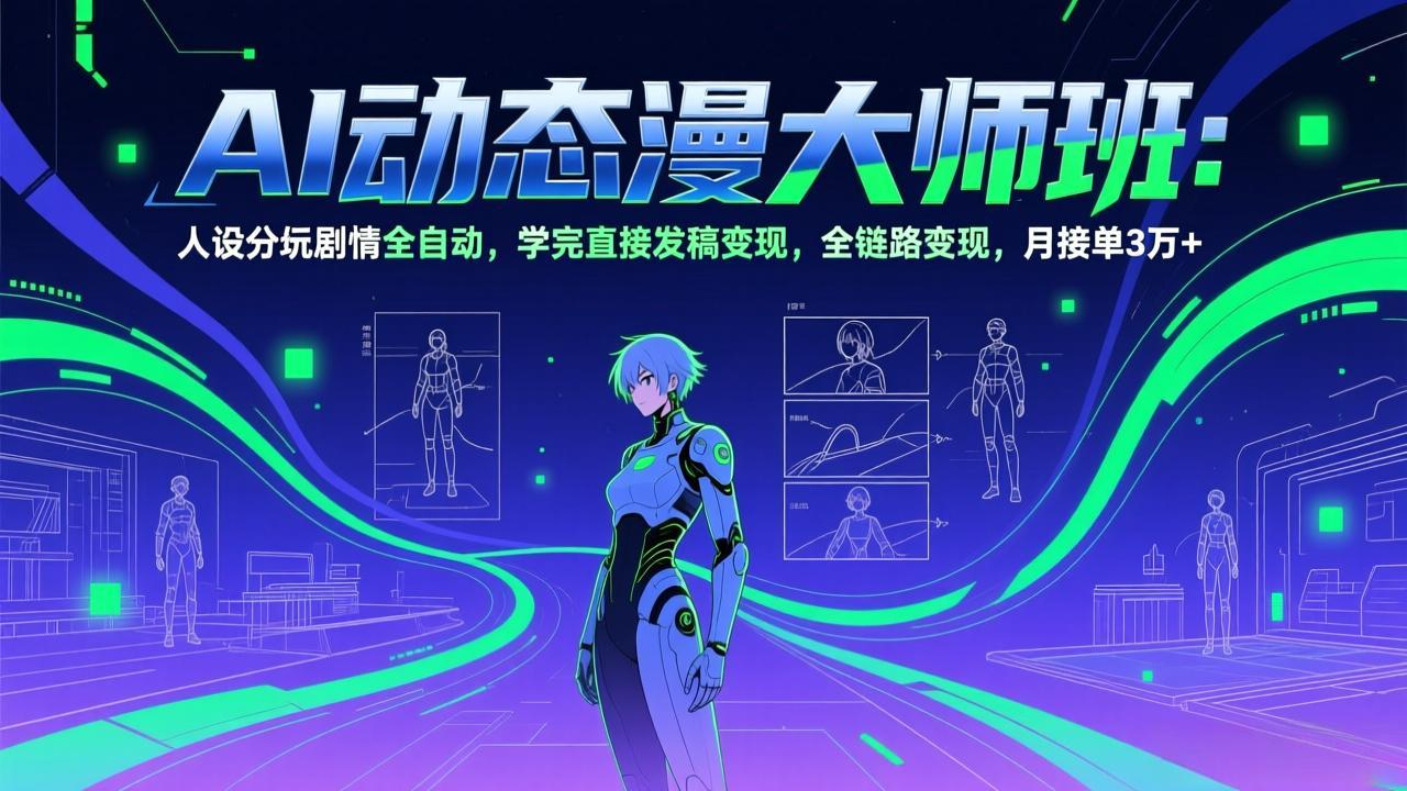 AI动态漫剧大师班：人设分镜剧情全自动，学完直接发稿变现，全链路变现，月接单3万+-轻创联盟