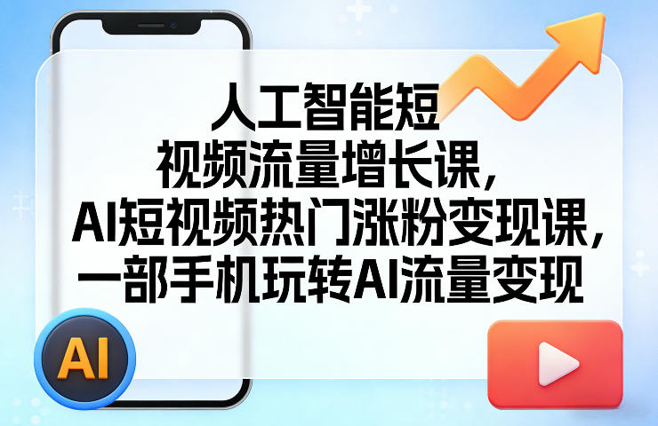 人工智能短视频流量增长课，AI短视频热门涨粉变现课，一部手机玩转AI流量变现-轻创联盟