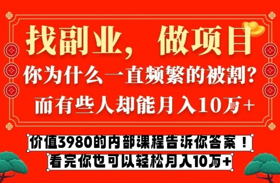价值3980的网创内部课程，告诉你互联网创业月入10个W的秘密【揭秘】-轻创联盟