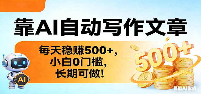 靠AI自动写作文章，每天稳赚500+，小白0门槛，长期可做！-轻创联盟