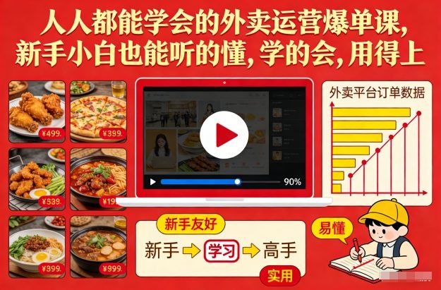 人人都能学会的外卖运营爆单课，新手小白也能听的懂，学的会，用得上-轻创联盟