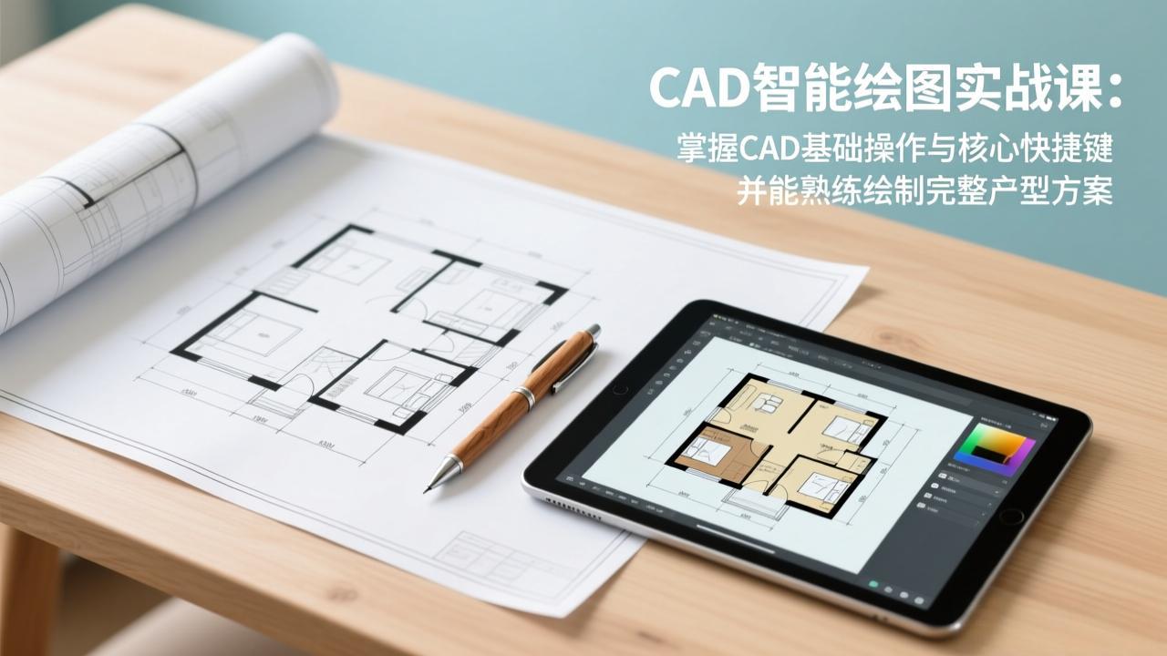 CAD智能绘图实战课：掌握CAD基础操作与核心快捷键，并能熟练绘制完整户型方案-轻创联盟